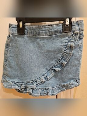 Little Girl's Denim Ruffle Mini Skirt - Light Blue